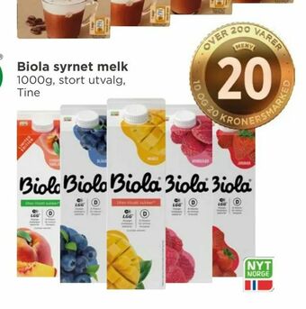 Meny Biola syrnet melk tilbud