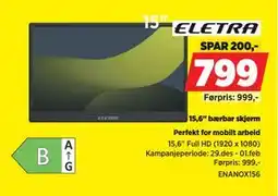 POWER 15,6 bærbar skjerm tilbud