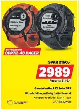 POWER Garmin Instinct 2X Solar GPS tilbud