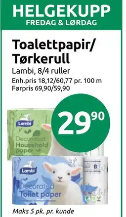 Joker Toalettpapir/ Tørkerull tilbud