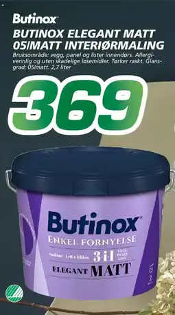 Coop Byggmix BUTINOX Elegant matt 05/matt interiørmaling tilbud