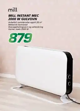 Coop Byggmix MILL Instant mec 2000 w gulvovn tilbud