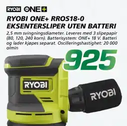 Coop Byggmix RYOBI ONE+ RROS18-0 Eksentersliper uten batteri tilbud