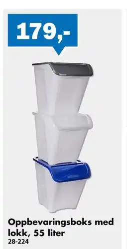 Biltema Oppbevaringsboks med lokk, 55 liter tilbud