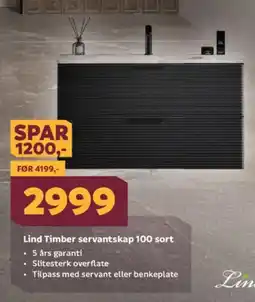 Megaflis Lind Timber servantskap 100 sort tilbud