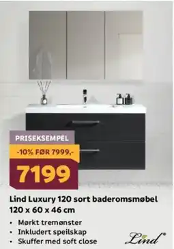 Megaflis Lind Luxury 120 sort baderomsmøbel tilbud