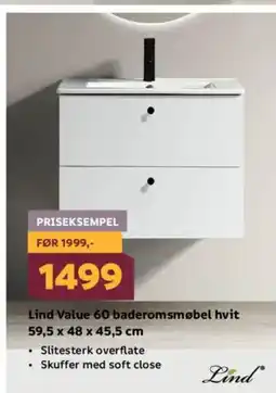 Megaflis Lind Value 60 baderomsmøbel hvit tilbud