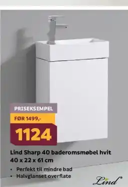 Megaflis Lind Sharp 40 baderomsmøbel hvit tilbud