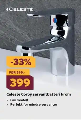 Megaflis Celeste Corby servantbatteri krom tilbud