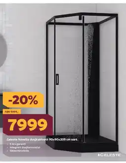 Megaflis Celeste Novello dusjkabinett sort tilbud