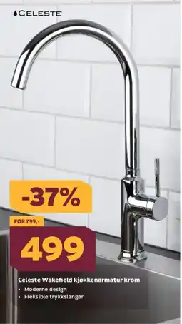 Megaflis Celeste Wakefield kjøkkenarmatur krom tilbud