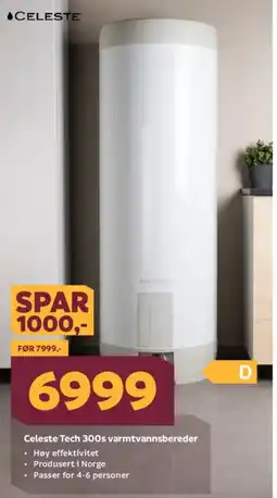 Megaflis Celeste Tech 300s varmtvannsbereder tilbud