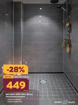 Megaflis BerryAlloc Skifer Natur Glossy Finish baderomspanel tilbud