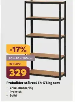 Megaflis Probuilder stålreol 5h sort tilbud