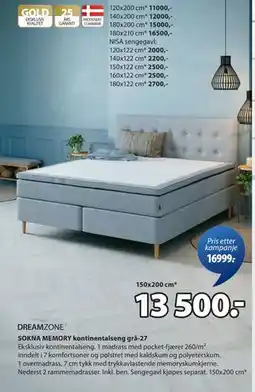 JYSK SOKNA MEMORY kontinentalseng grå-27 tilbud