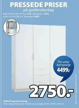 JYSK JENSLEV garderobeskap tilbud