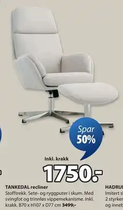 JYSK TANKEDAL recliner tilbud