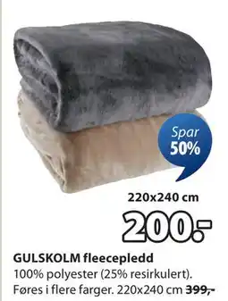 JYSK GULSKOLM fleecepledd tilbud