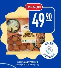 Rema 1000 KYLLINGKJØTTBOLLER tilbud
