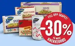Rema 1000 30% på Wasa knekkebrod tilbud