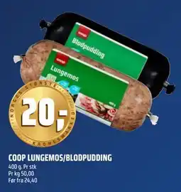 Coop Obs COOP LUNGEMOS/BLODPUDDING tilbud