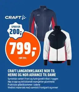 Coop Obs CRAFT LANGRENNSJAKKE NOR TIL HERRE OG NOR ADVANCE TIL DAME tilbud