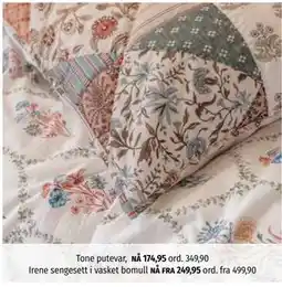 Nille Irene sengesett i vasket bomull tilbud