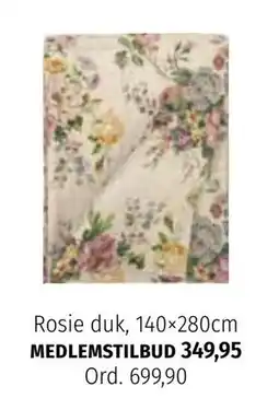 Nille Rosie duk, 140×280cm, Medlemspris tilbud