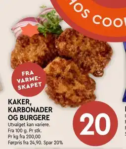 Coop Mega KAKER, KARBONADER OG BURGERE tilbud