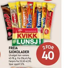 Coop Mega FREIA SJOKOLADER tilbud