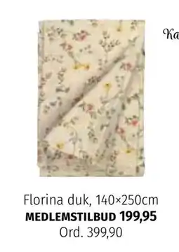 Nille Florina duk, 140×250cm, Medlemspris tilbud