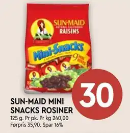 Coop Mega SUN- MAID MINI SNACKS ROSINER tilbud