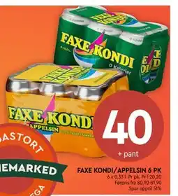Coop Mega FAXE KONDI/APPELSIN 6 PK tilbud