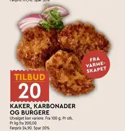 Coop Mega KAKER, KARBONADER OG BURGERE tilbud