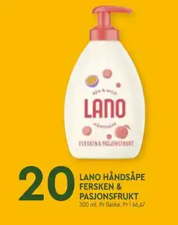 Coop Mega LANO HÅNDSÅPE FERSKEN & PASJONSFRUKT tilbud