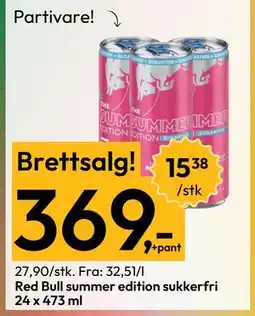 Gigaboks Red Bull summer edition sukkerfri 24 x 473 ml tilbud