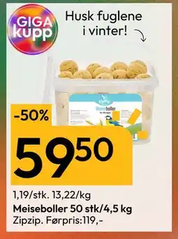 Gigaboks Meiseboller 50 stk/4,5 kg tilbud