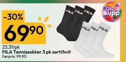 Gigaboks FILA Tennissokker 3 pk sort/hvit tilbud