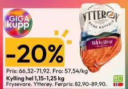 Gigaboks Kylling hel 1,15-1,25 kg tilbud