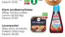 Meny Klem jordbærsyltetøy tilbud