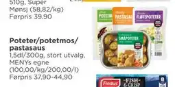 Meny Poteter/potetmos/ pastasaus tilbud