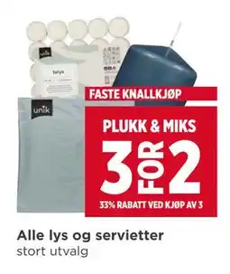 Meny Alle lys og servietter tilbud