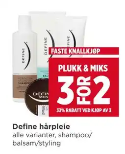 Meny Define hårpleie tilbud