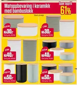 Europris Matoppbevaring i keramikk med bambuslokk tilbud