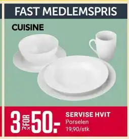 Europris SERVISE HVIT, Medlemspris tilbud