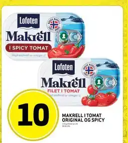 Bunnpris MAKRELL I TOMAT ORIGINAL OG SPICY tilbud