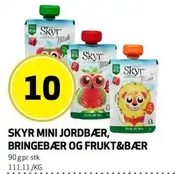 Bunnpris SKYR MINI JORDBÆR, BRINGEBÆR OG FRUKT&BÆR tilbud