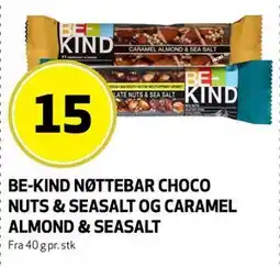 Bunnpris BE-KIND NØTTEBAR CHOCO NUTS & SEASALT OG CARAMEL ALMOND & SEASALT tilbud