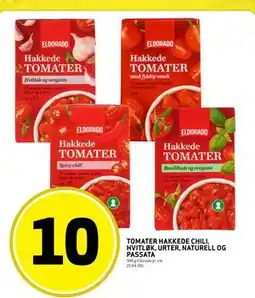 Bunnpris TOMATER HAKKEDE CHILI, HVITLØK, URTER, NATURELL OG PASSATA tilbud