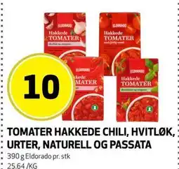 Bunnpris TOMATER HAKKEDE CHILI, HVITLØK, URTER, NATURELL OG PASSATA tilbud